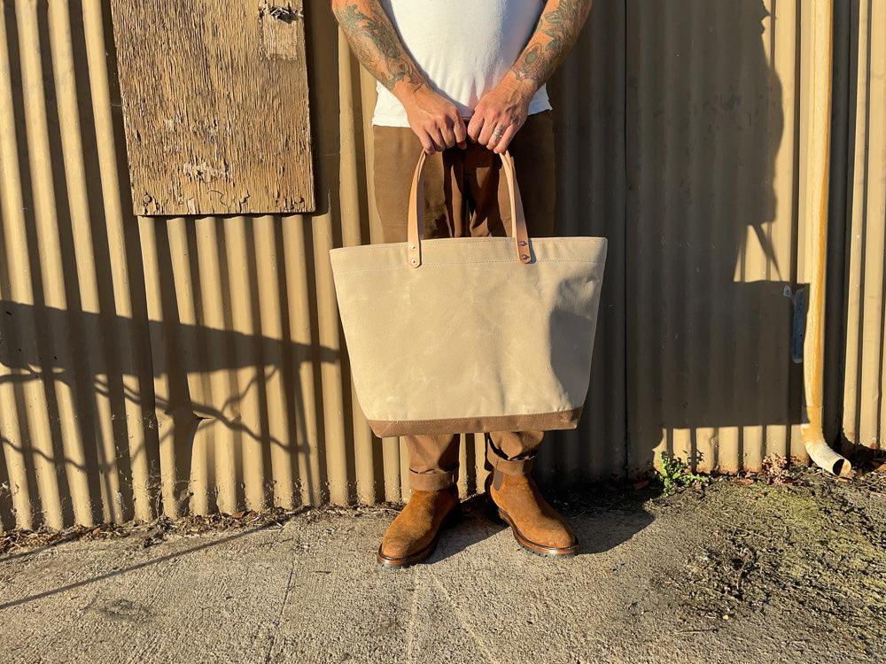 Tote Bag: Waxed Canvas- Lined (Large)